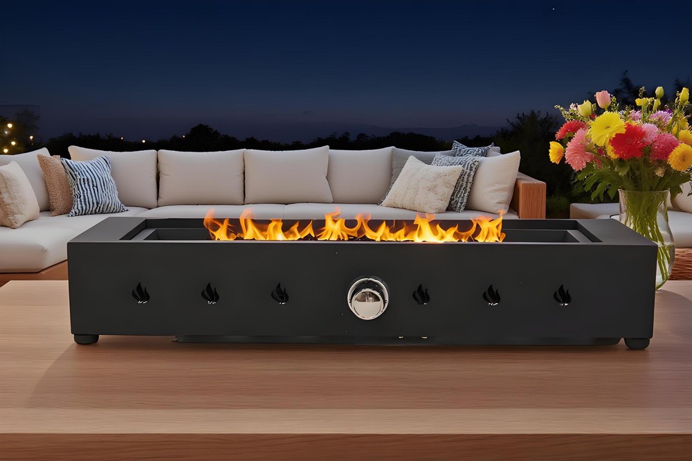 28-Inch Rectangle Fire Pit, 40000BTU Outdoor Propane Fire Pit, Wind-Resistant
