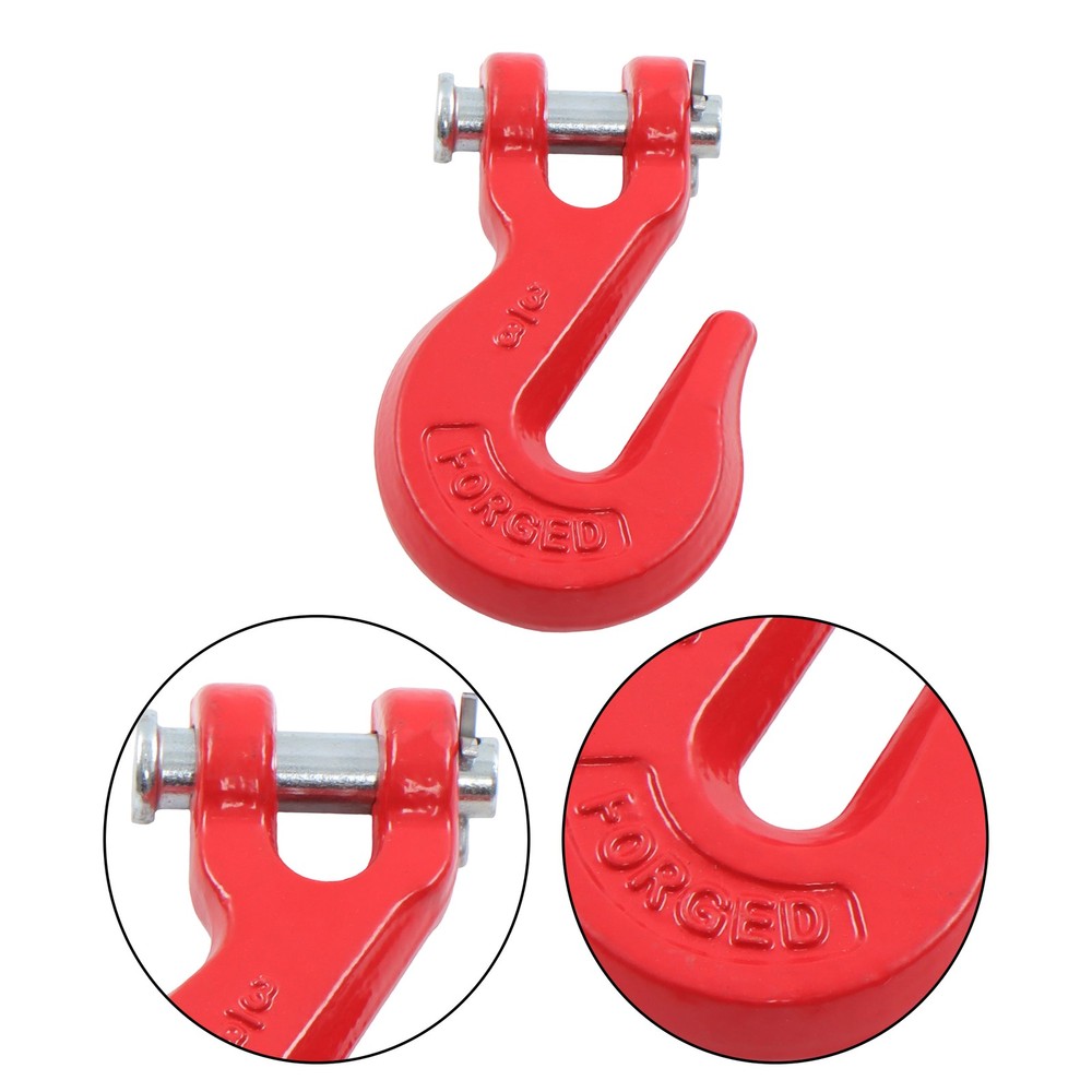 4 Pack 3/8" Clevis Grab Hooks G70 7500lbs Working Load Limit Red Chain Hooks