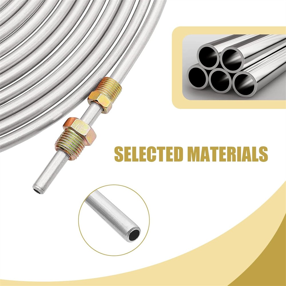 Brake Line Tubing Kit Flexible Double Galvanized Steel 25 Ft 3/16 16 Fitting USA