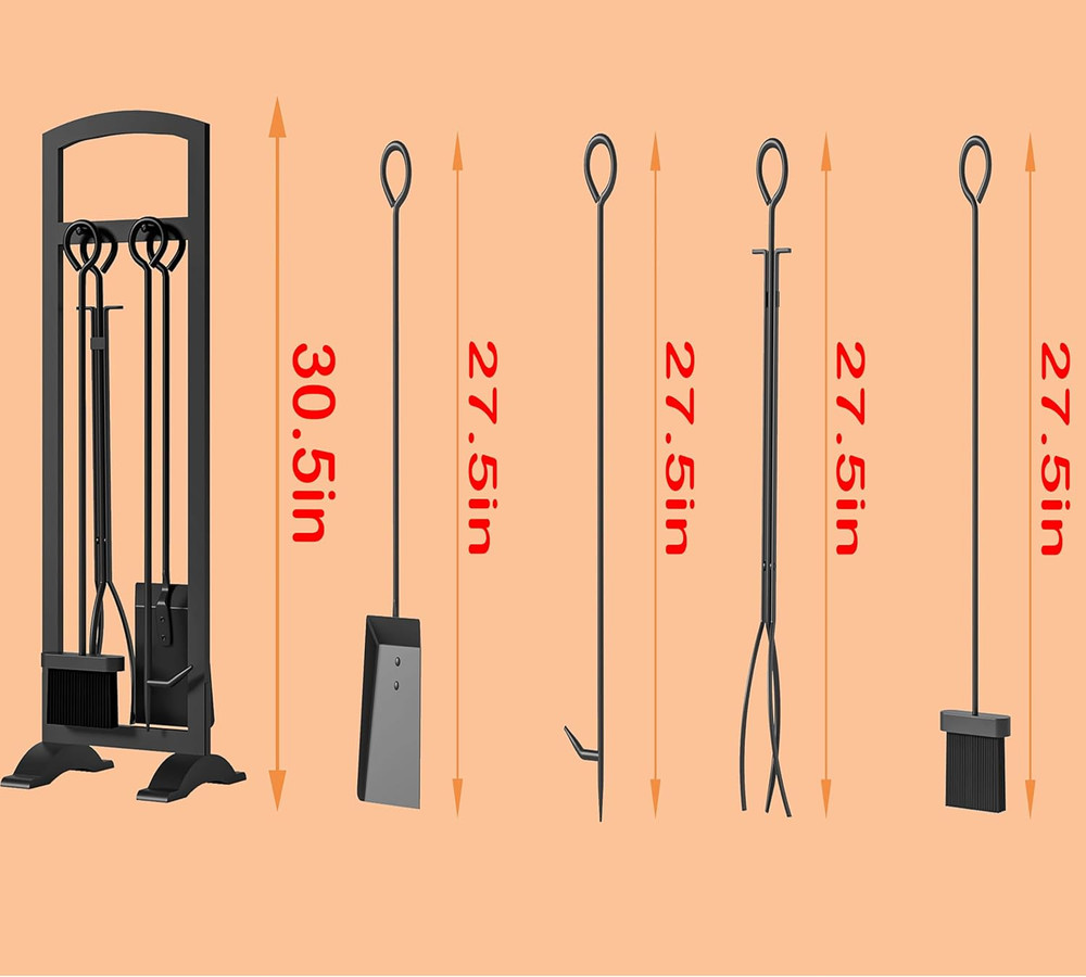 5-Piece Lightweight Fireplace Tool Set – Portable, Compact, and Stylish Fire Pit