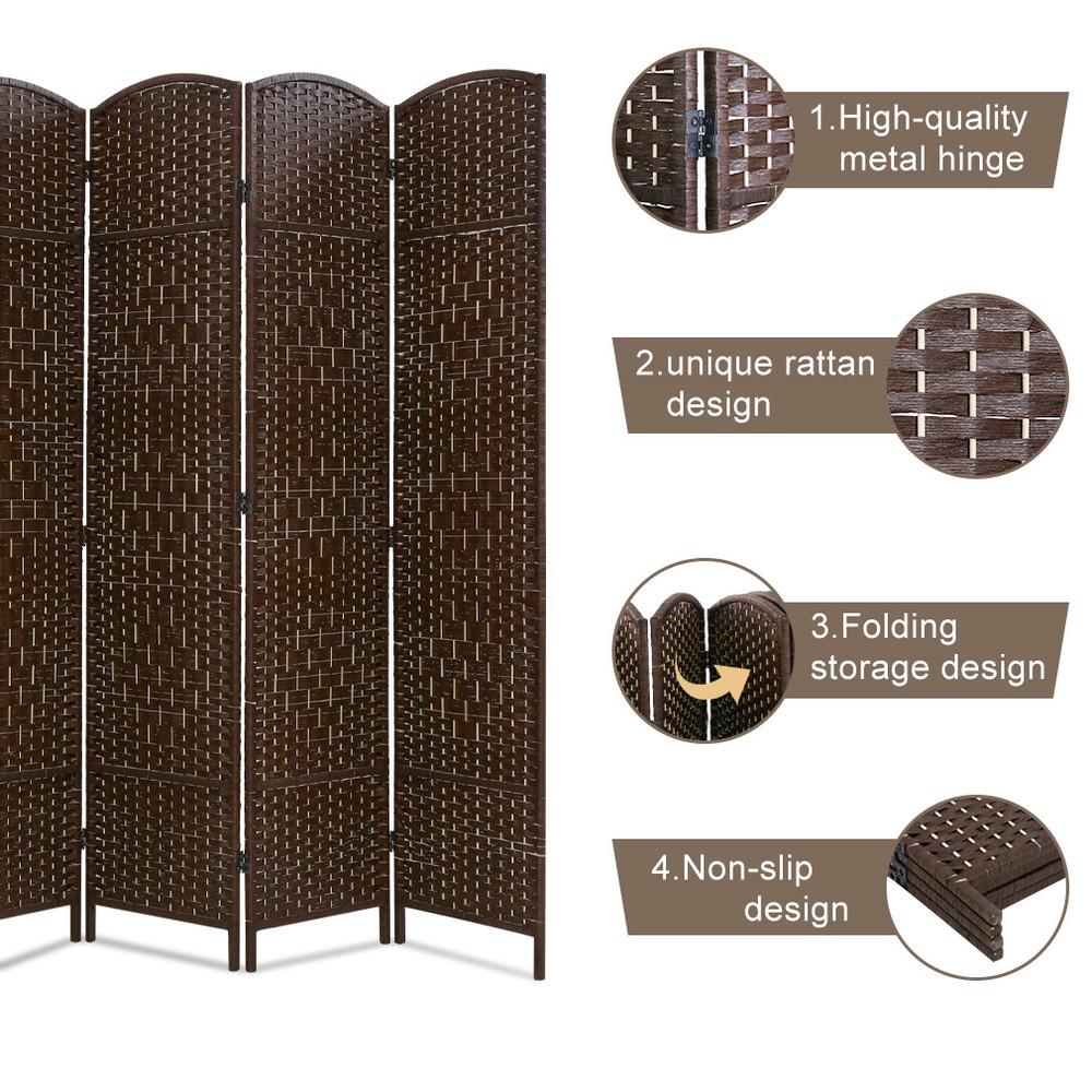 Room Divider 6 Panel Folding Privacy Divider 6 Ft Indoor Wall Divider Brown