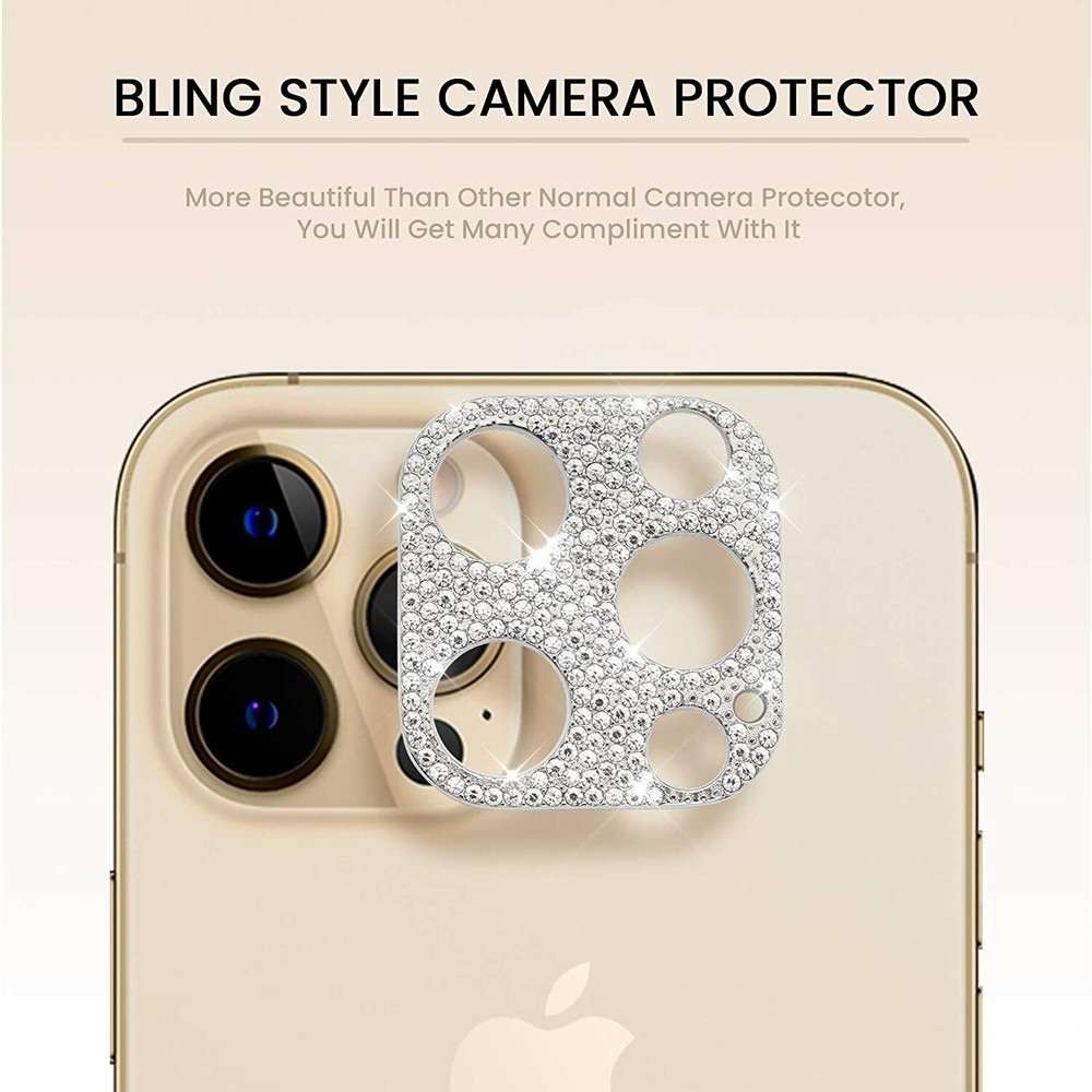 For iPhone 15 14 Plus 13 12 Pro Max Bling Diamond Camera Lens Screen Protector
