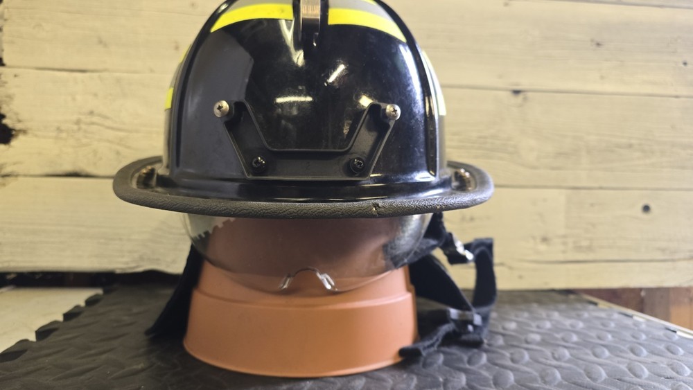 Fireman Firefighter Rescue Helmet/Brass Eagle/Slide Down Visor/Shroud