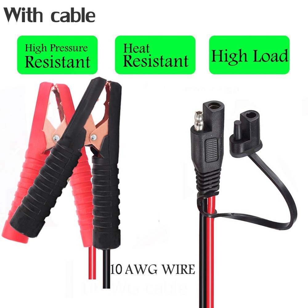 10AWG Battery Alligator Clips SAE Adapter 2 FT Quick Release Charging Cable