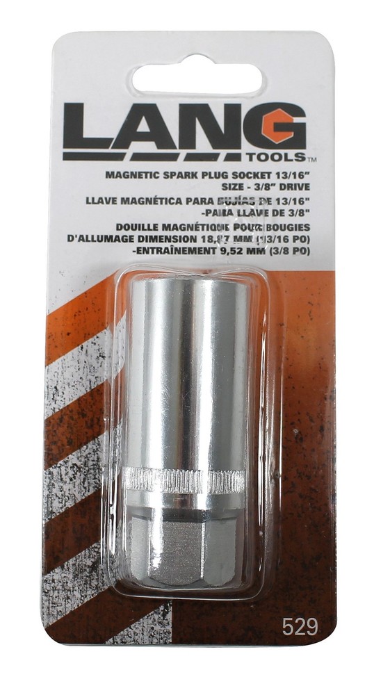 Lang Tools 529 3/8" Drive Magnetic Spark Plug Socket, 13/16" Diameter