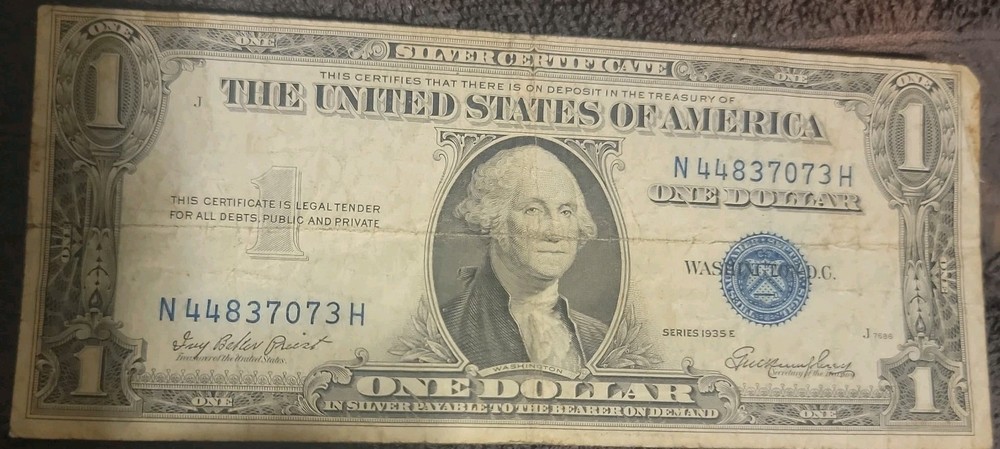 $1 Dollar Bill USD Miscut Errors- Misaligned Miscut 1938 Circulated Rare