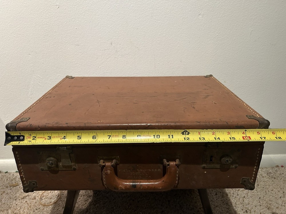 Antique Philco Field Engineer Worker's Briefcase Genuine Top Grade Cowhide