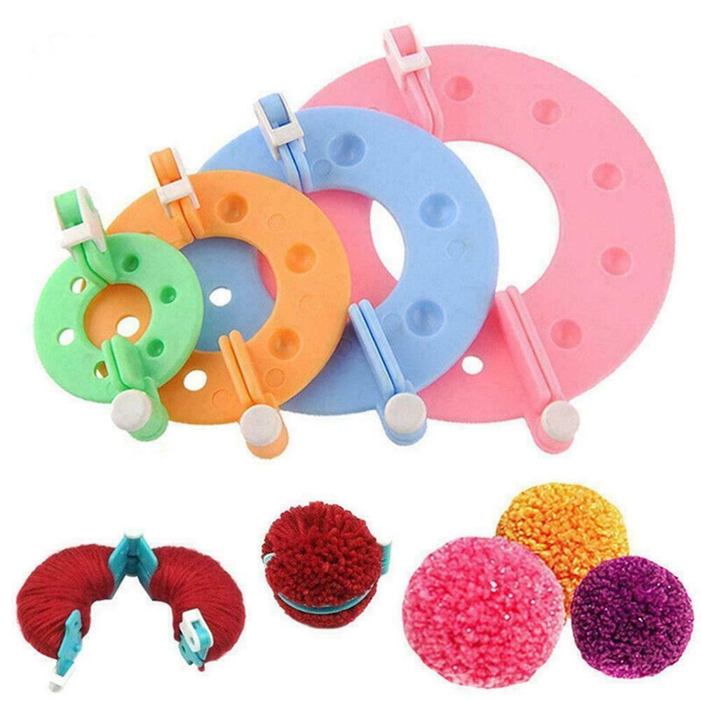 Pompom Maker Kit Crafts 4 Different Sizes Ball Making HOT Tools Knitt Prof  C1L4