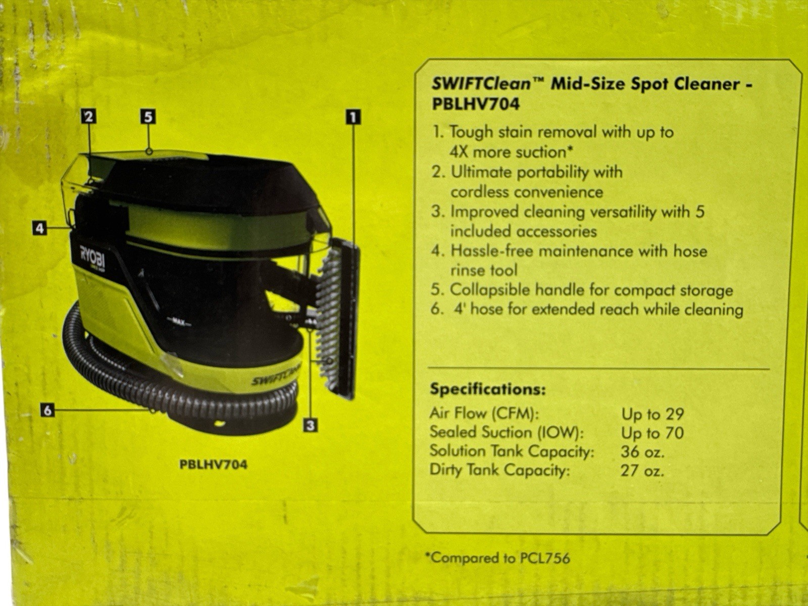 Ryobi 18V ONE+ HP SwiftClean Mid Size Spot Cleaner Tool Only PBLHV704B Used3