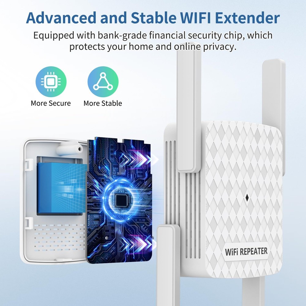 WiFi Extender Signal Booster, Internet Wireless Repeater for Home Coverage up to