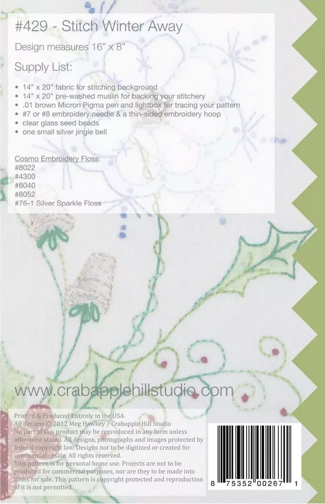 CRAB APPLE HILL - STITCH WINTER AWAY PATTERN ~ PRE-OWNED