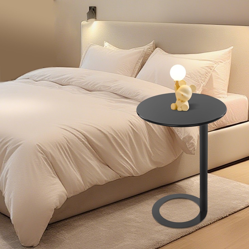 Side Table for Small Spaces, Modern Couch End Table  Black