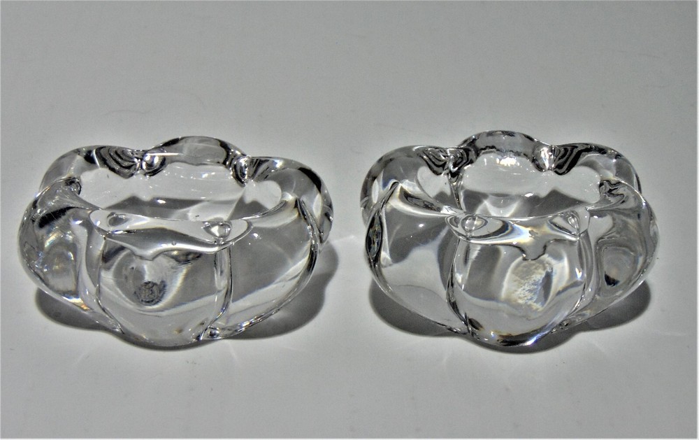 Two Clear Glass Oval Salt Cellars