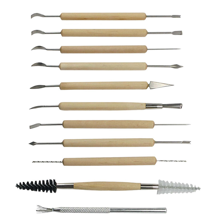 19-Pc Ceramic Pottery & Clay Sculpture Modeling Tools Bundle