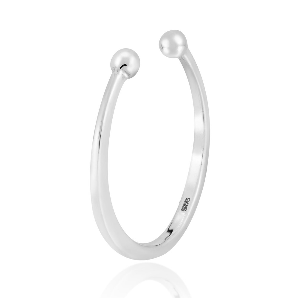 Minimal Mini Sphere Open-Ended Cuff Sterling Silver Wrap Ring-9
