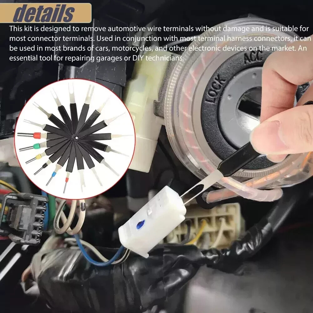 18X Pin Ejector Wire Kit Extractor Connector Puller Car Terminal Removal Tool