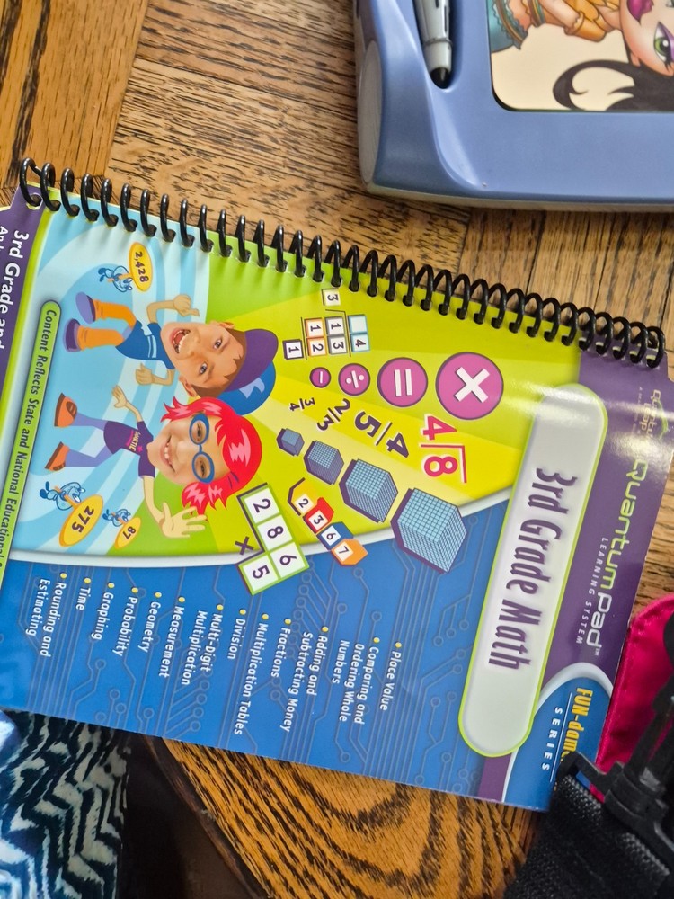 Leappad Quantum Pad Learning System 3rd 4th Grade 6 Games & Books Markers Works