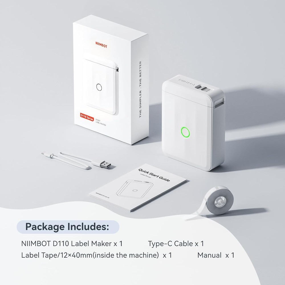 D110 Mini Label Maker: 203 DPI Bluetooth Thermal Printer for Effortless Labeling
