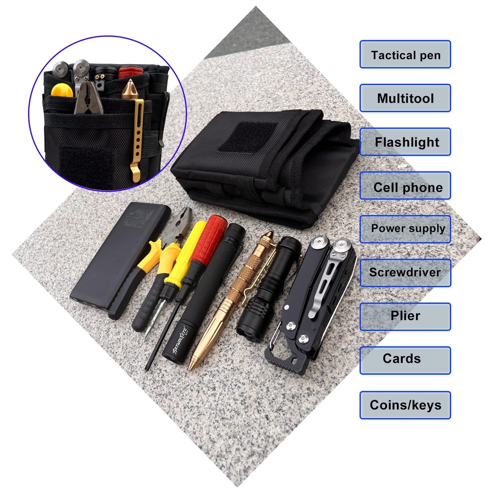 Belt Tool Pouch Holster, Multitool Organizer for EDC Gears black