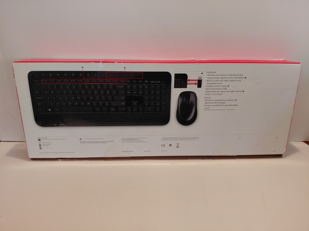 Microsoft Wireless Desktop 2000 Keyboard Mouse USB Dongle Combo Tested Works