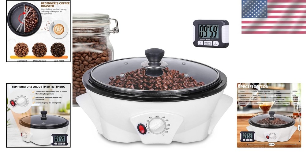 1.1lb Coffee Roaster for Baking Fresh Beans - Timer