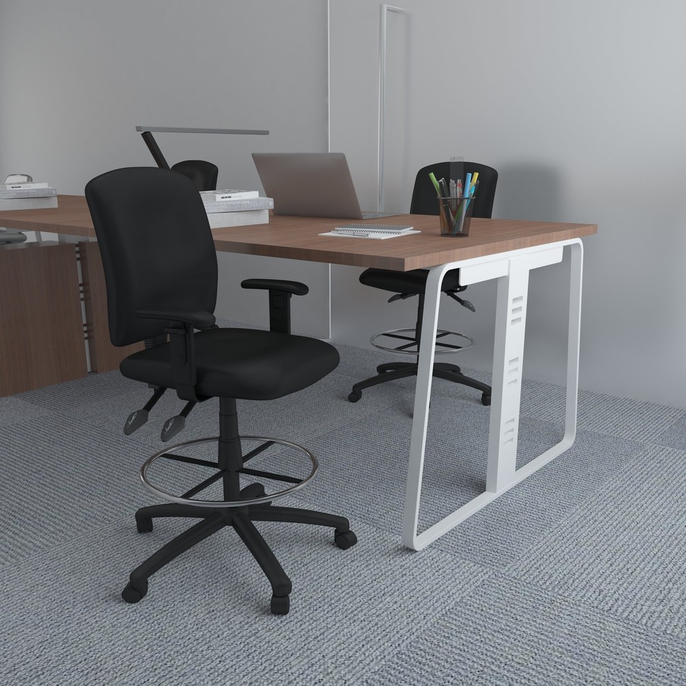 Boss Multi-Function LeatherPlus Drafting Stool W/ Adjustable Arms MODEL # B1646