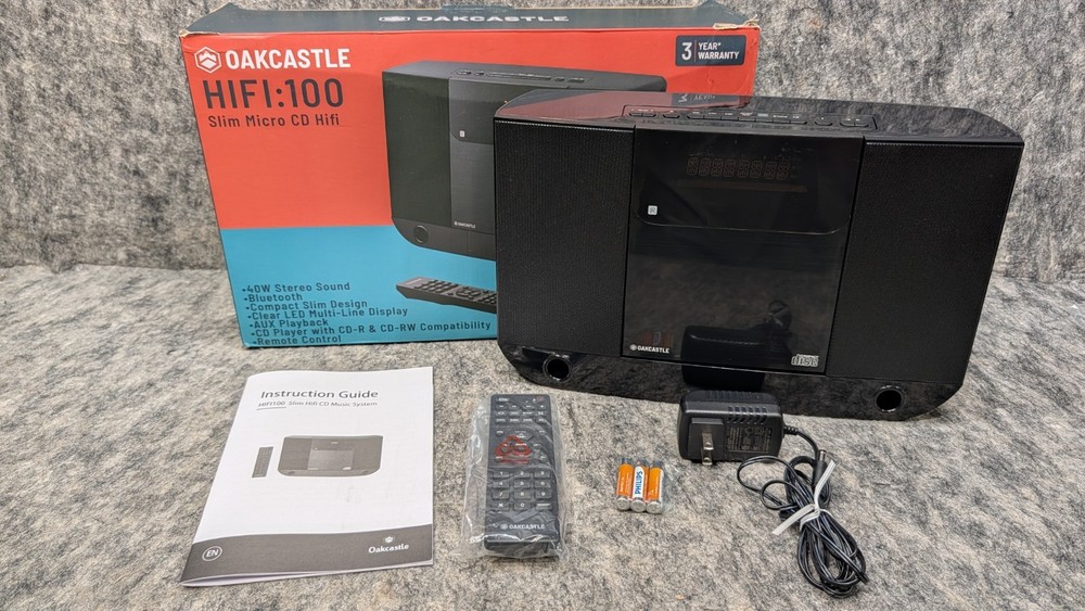 Oakcastle HIFI100 Compact Stereo System with Bluetooth Wall Mountable CD Player