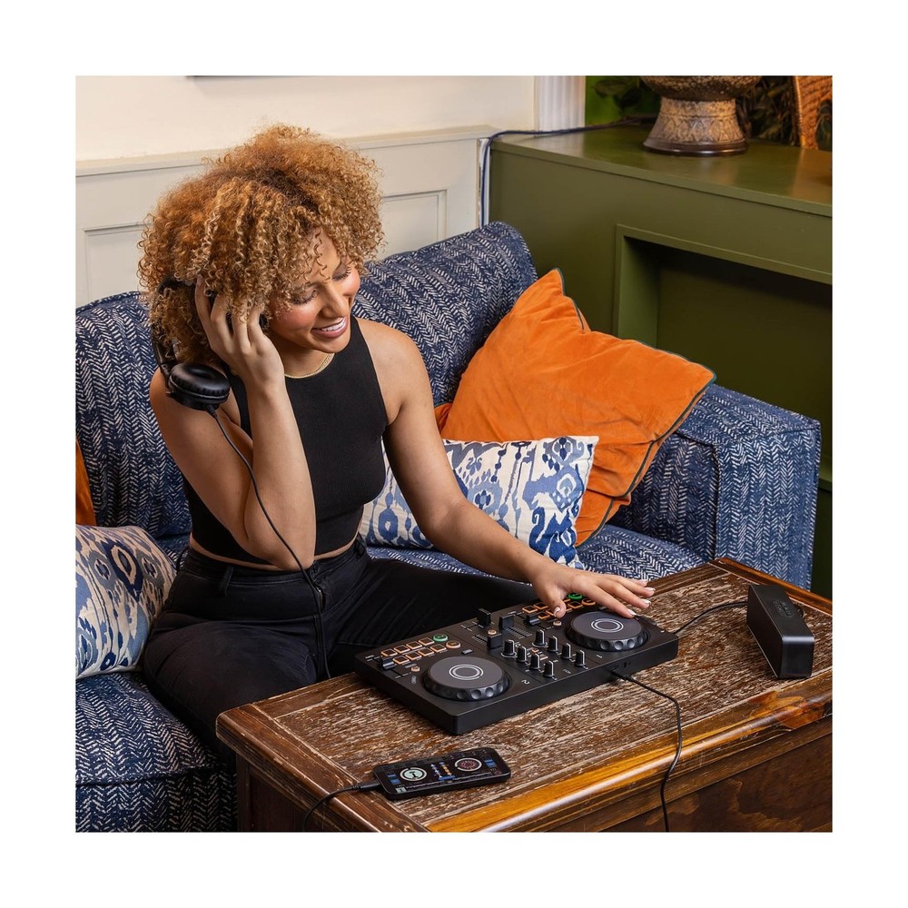 Pioneer DJ AlphaTheta DDJ-FLX2 Compact 2-Channel DJ Controller Bundle with Ca...