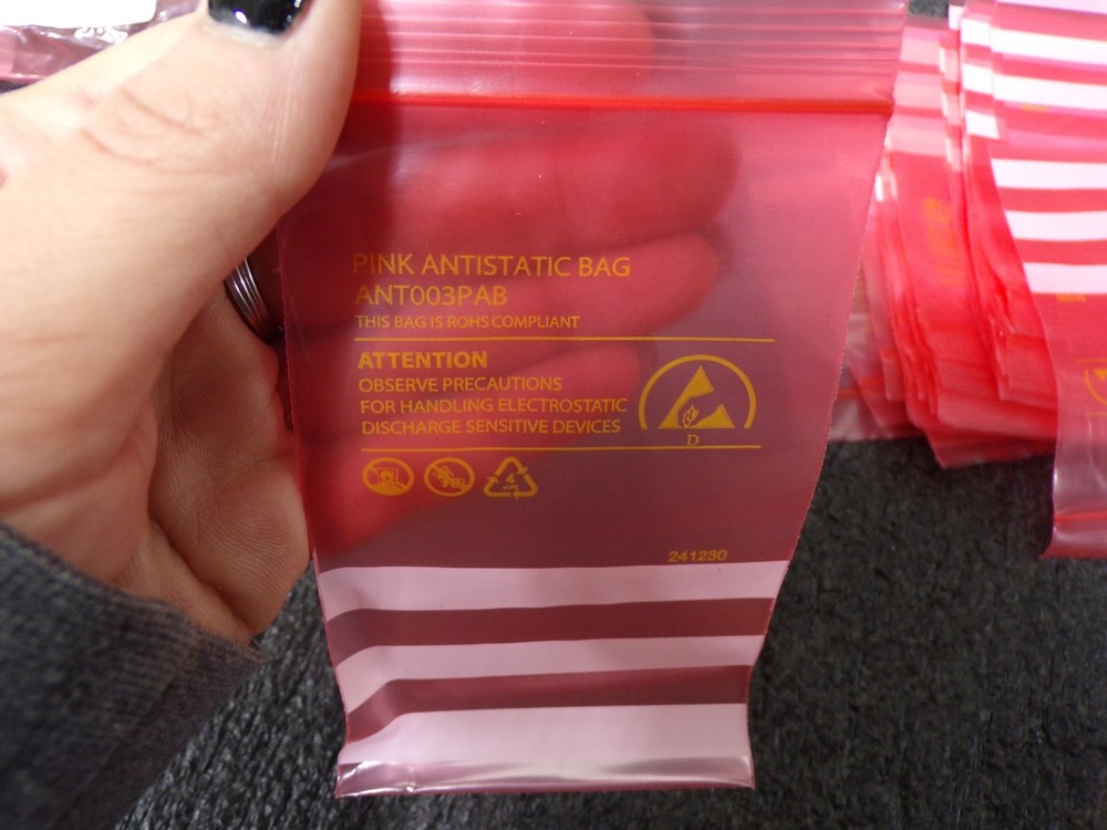 Anti Static Bag, Shielding, Polyethylene, 100pk, 3" x 5"(TS)