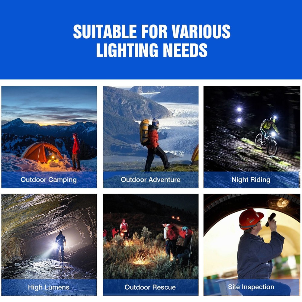 Super Bright 5000000Lumen 2Modes LED Flashlight Rechargeable Tactical Work Light