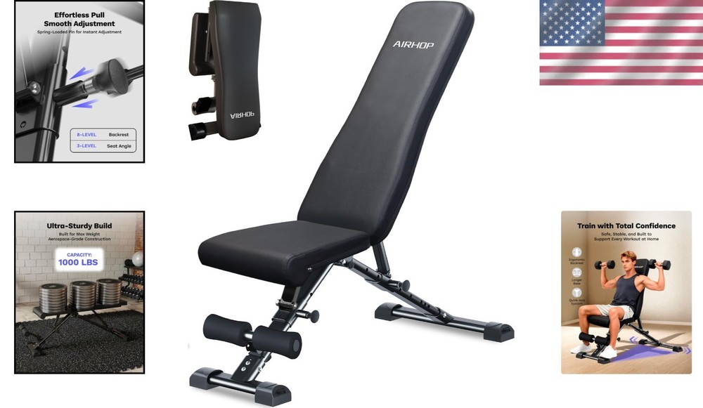 Space-Saving Adjustable Weight Bench - Durable & Lightweight for Home Workouts