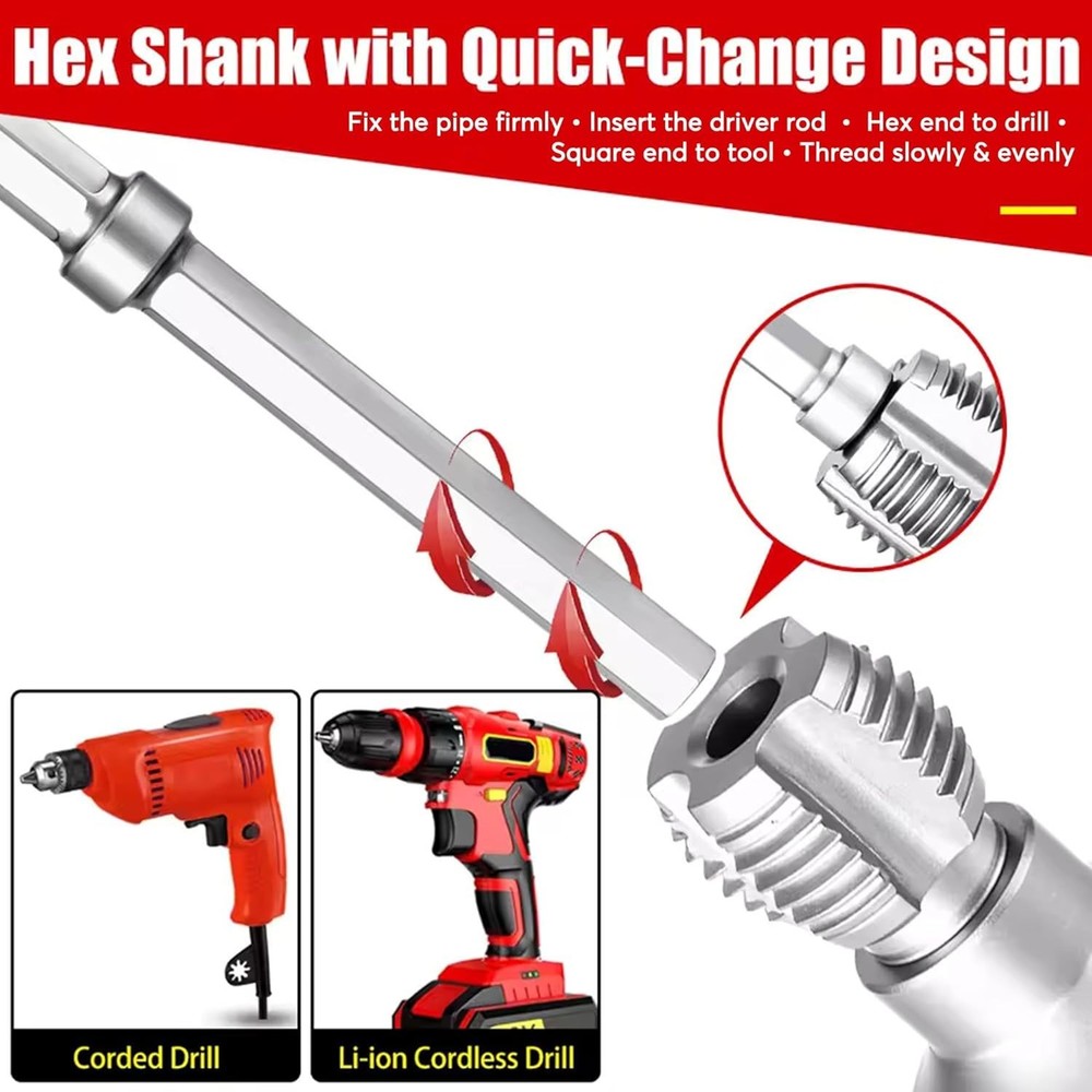 3pcs PVC Pipe Threader Kit 1 2 3 4 1 Inch Internal External Thread Tool Plumbing