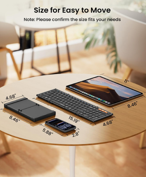 ProtoArc Foldable Bluetooth Keyboard, XK01 Full-Size Portable Wireless Keyboard
