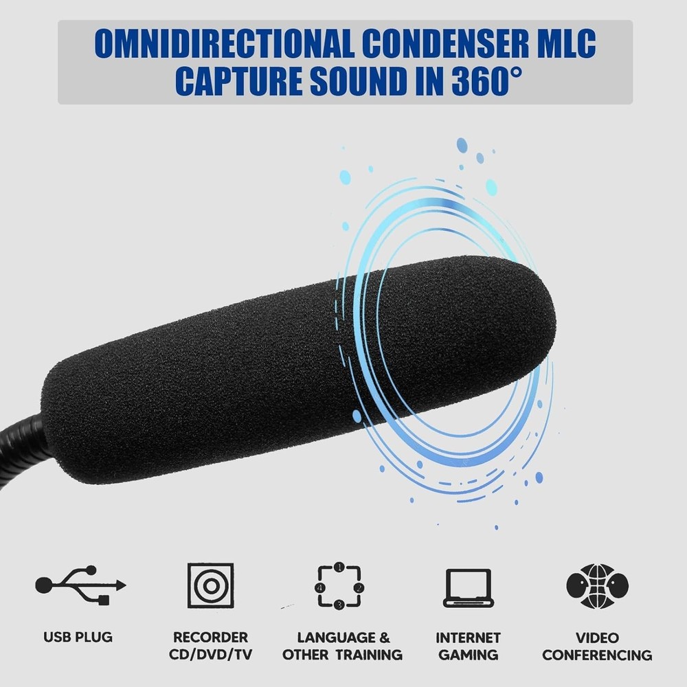 Unidirectional USB Microphone with Shock Mount & LED for Clear Audio Capture