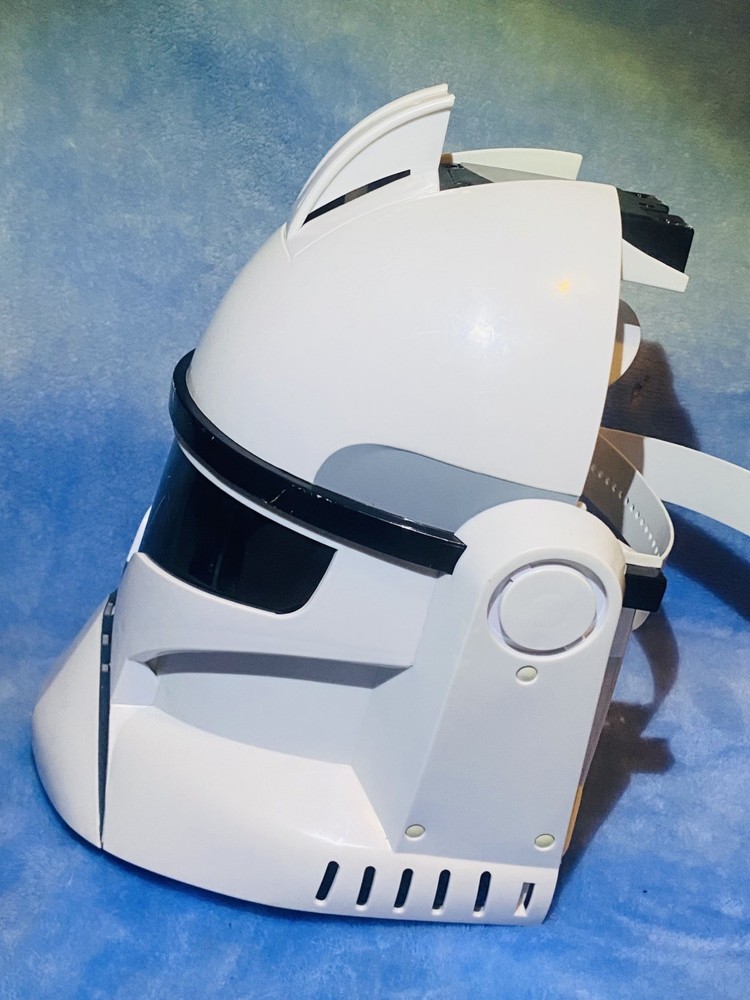 Star Wars Clone Storm Trooper Talking Voice Changer Helmet Works—MISSING BACK