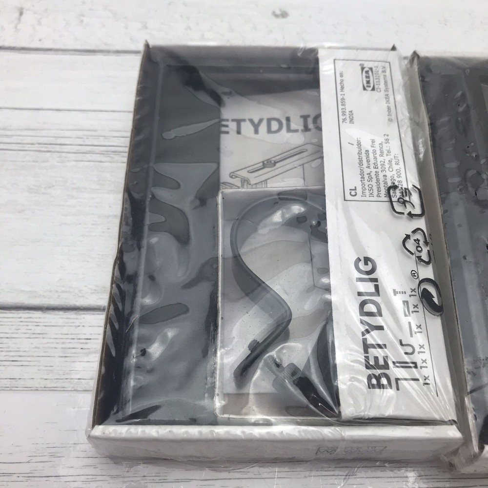 2- IKEA BETYDLIG Wall Ceiling Bracket Adjustable Rod Holder Black Sealed