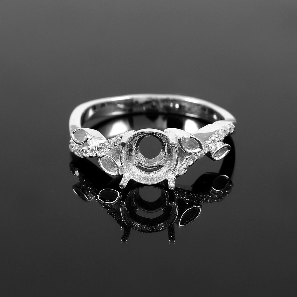 Semi Mount Ring Stone Setting Size 6X6 MM Round Shape 925 Sterling Silver Ring
