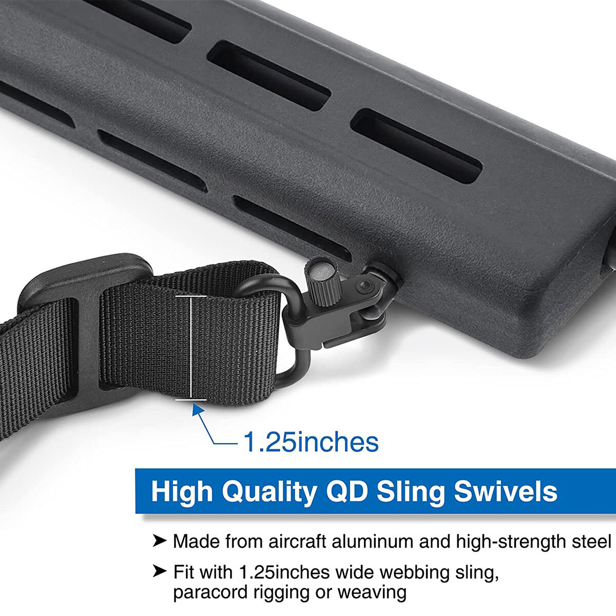 2/4PCS Rifle Gun Sling Swivels Quick Detach Heavy Duty Steel Swivel Set 1"/1.25"