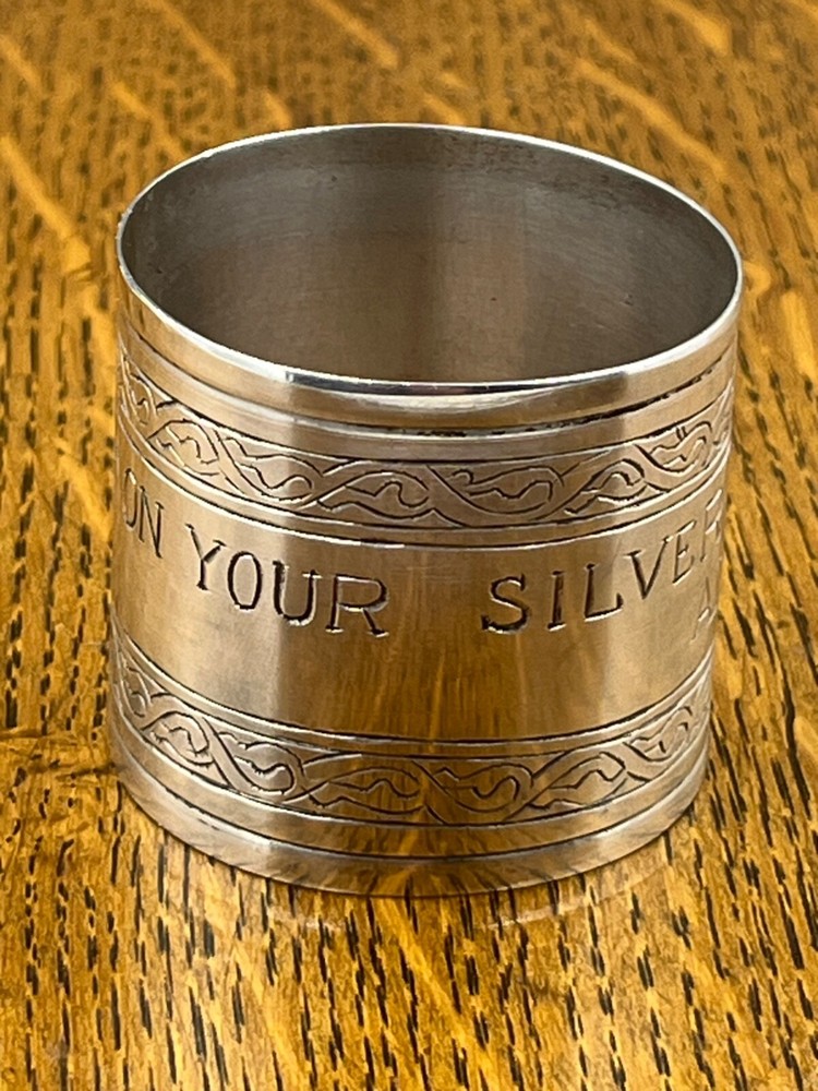 Egyptian silver presentation napkin ring pre 1946