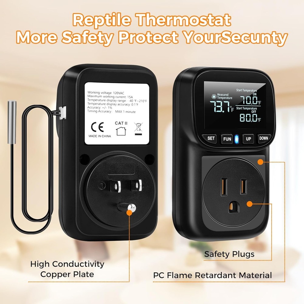 Diymore Digital Temperature Controller Outlet,1800W Plug in White