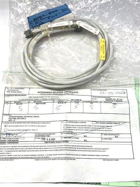 C D ZODIAC WIRE KIT B207010-505 KEYPAD TO CONTROLLER