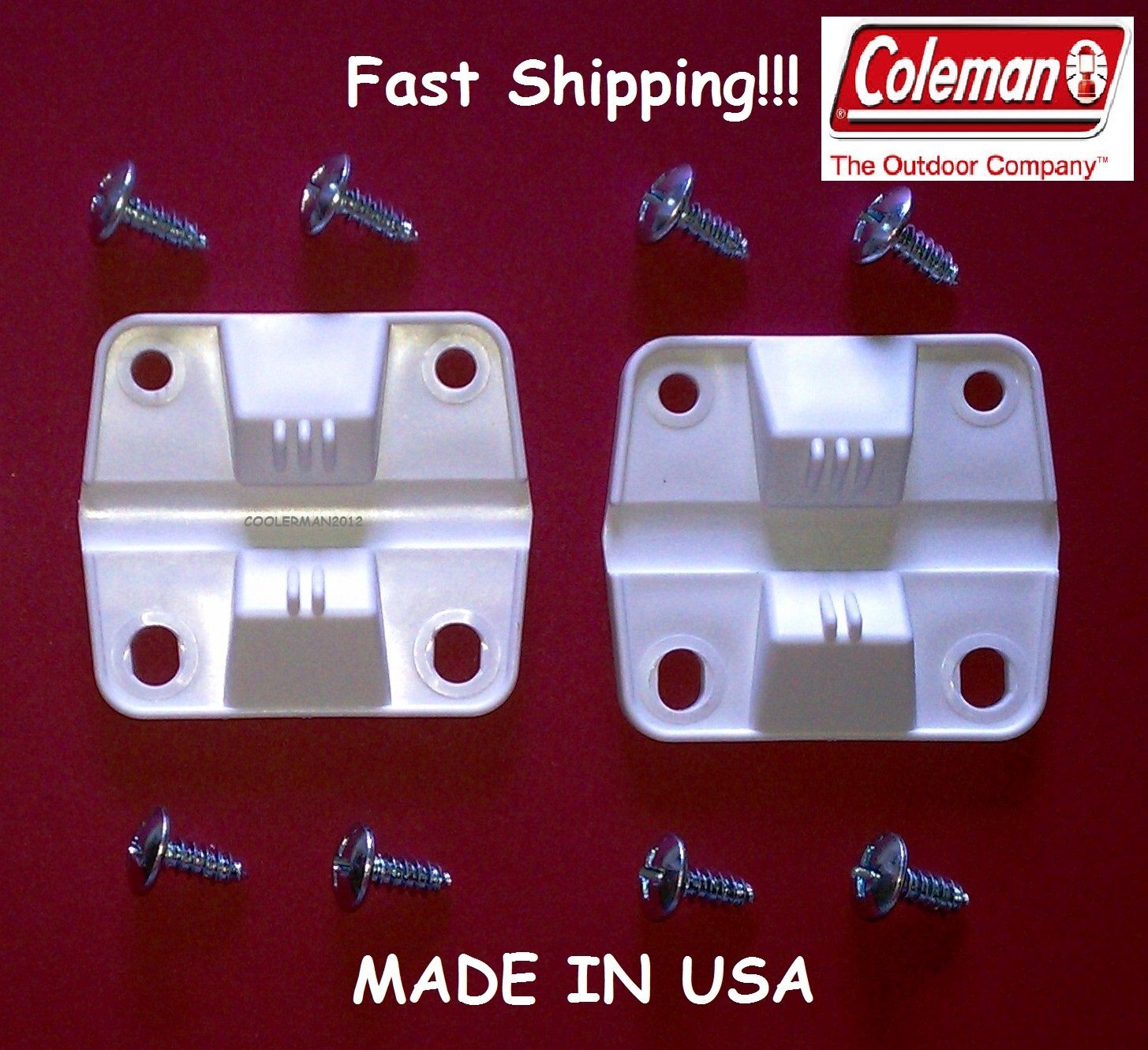 COLEMAN PLASTIC COOLER 2 HINGES 8 SCREWS #6262-1141 ICE CHEST HINGE REPLACEMENT