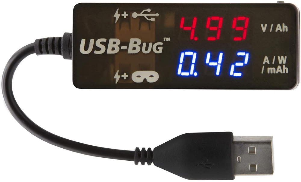 Usb-Bug Dual-Output Inline USB-A Tester with Data Masking Port
