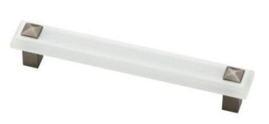 (5 Pack) 5 inch Kaley Pull Translucent White and Brushed Stainless Steel