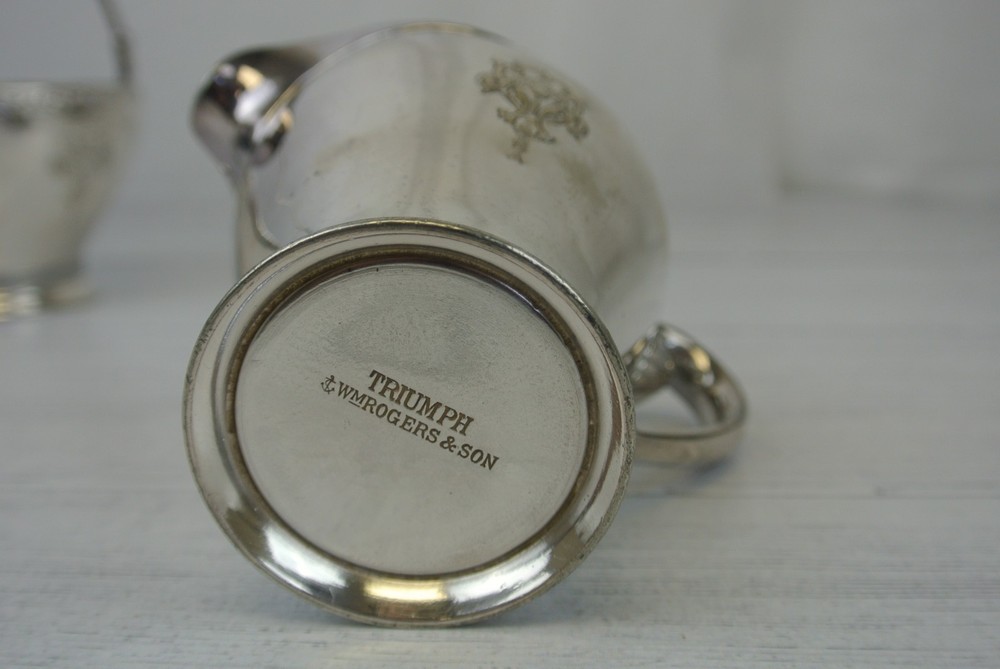Wm. Rogers & Sons Triumph Silver Plated Creamer And Basket With Handle Set