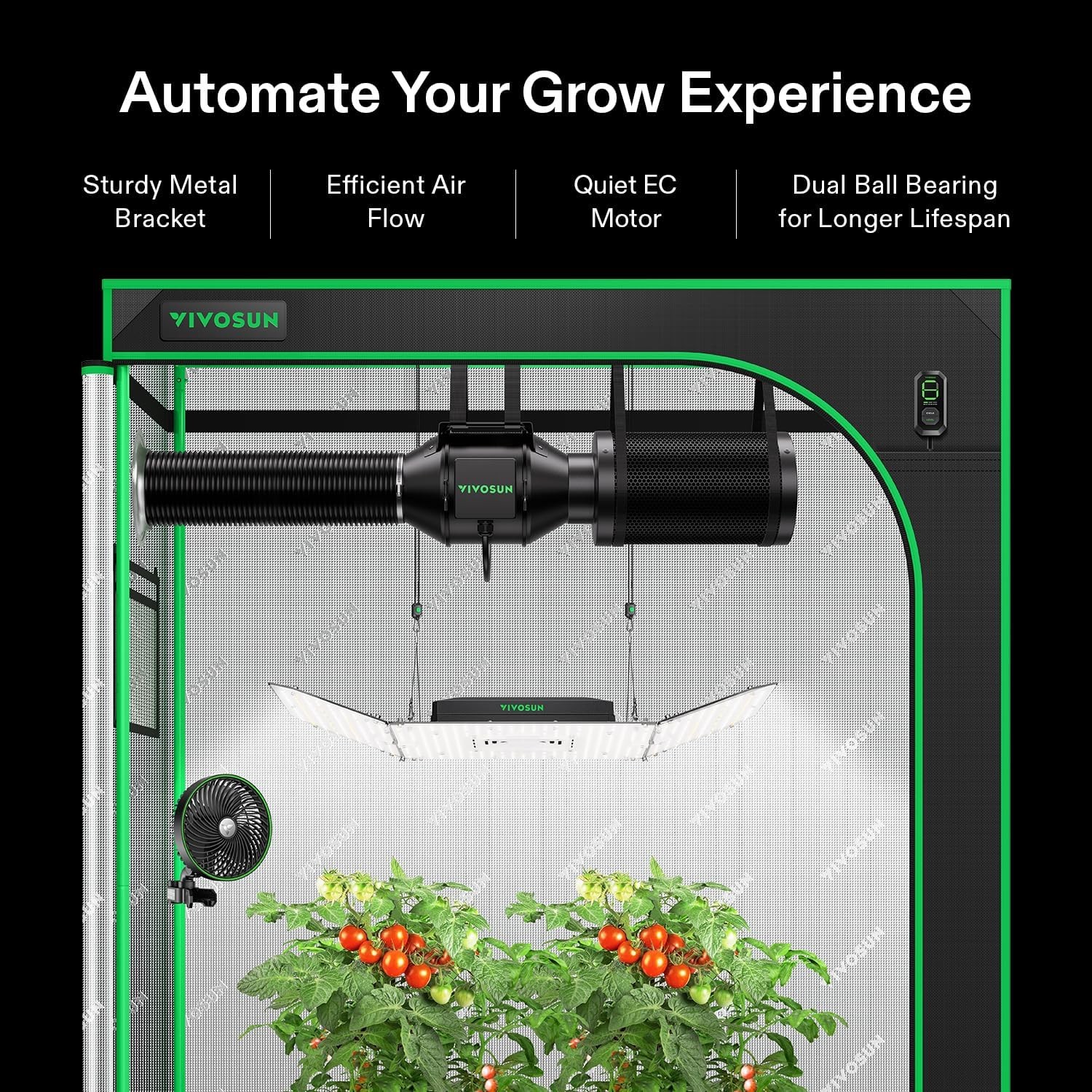 VIVOSUN 4/6/8-Inch Inline Fan with Smart Controller for Grow Tents
