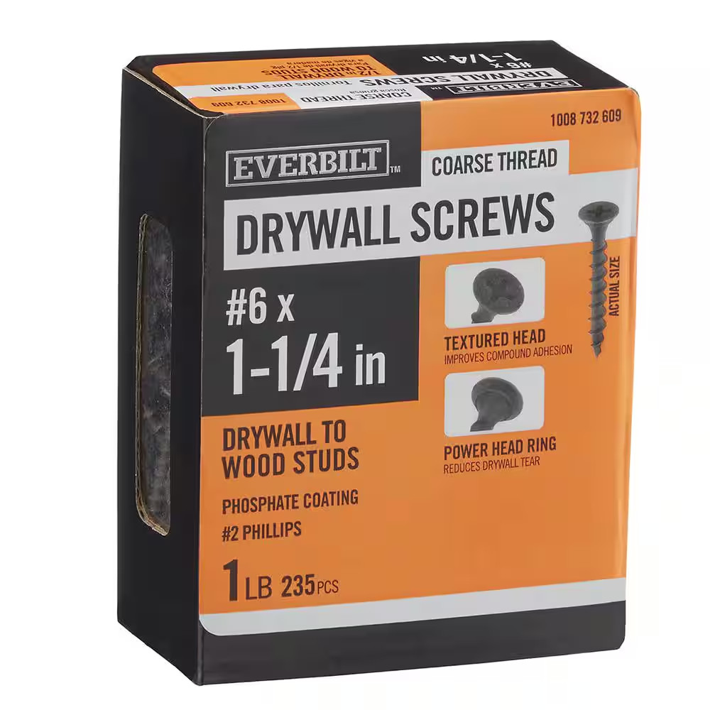 #6 X 1-1/4 In. Phillips Bugle Head Coarse Thread Phosphate Drywall Screw 1 Lb.
