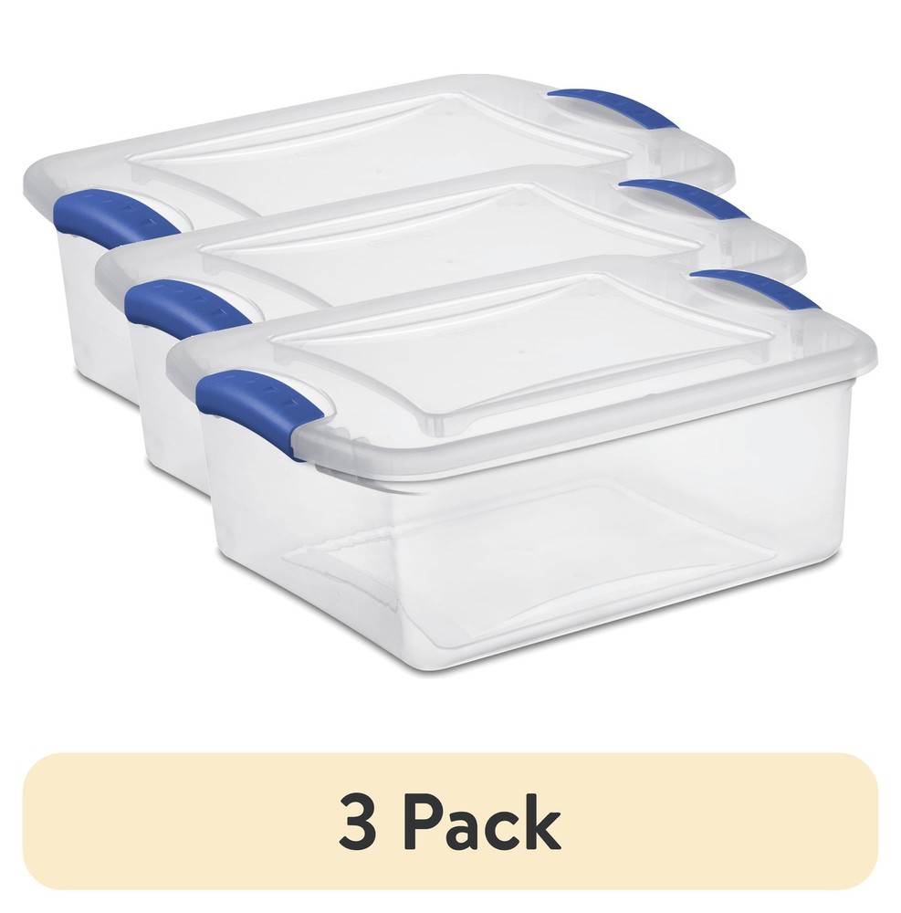 (3 pack) Sterilite, 15 Quart Clear Storage Bin, Latch Box Storage Container