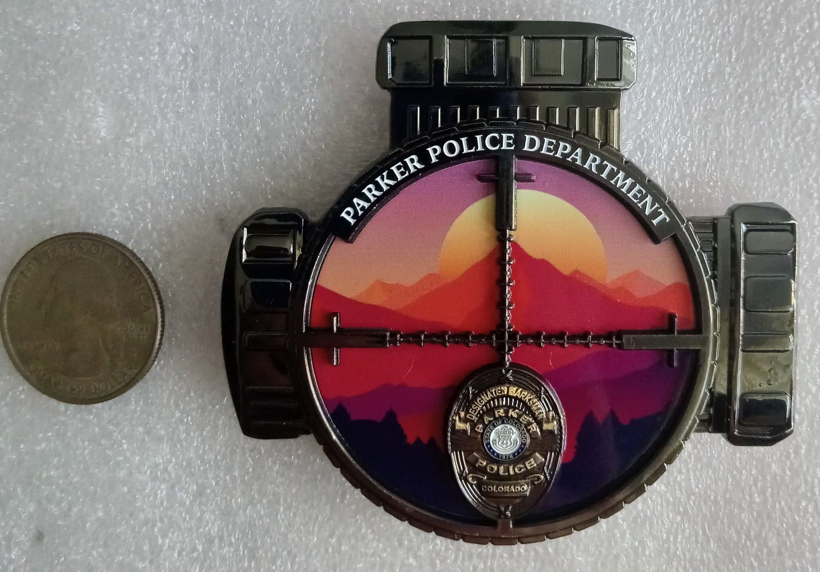 PARKER POLICE DESIGNATED MARKSMAN CHALLENGE COIN sheriff Colorado sniper SWAT
