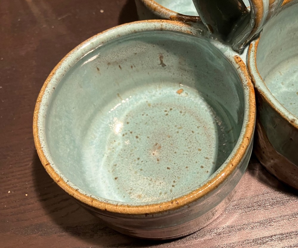 Studio Pottery Condiment Snack Dish Tray with Handle